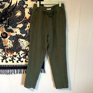 🦌Like New Zara women’s Textured Olive Lounge Drawstring 100% Cotton w/ pockets